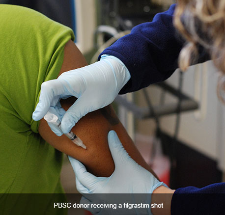 PBSC donor receiving a filgrastim shot